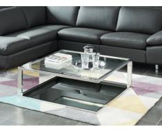 Tavolino di design JONAVA - Vetro temperato, specchio e metallo
