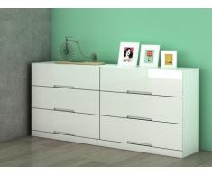 Comò CLAIRE - 6 cassetti - MDF laccato bianco