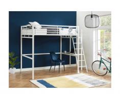 Letto a soppalco con piano scrivania 140 x 190 cm Bianco + Materasso - CASUAL II