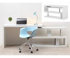 Scrivania estensibile NICEPHORE - MDF laccato bianco - Piano girevole 360°