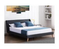 Letto 160 x 200 cm Tessuto Antracite Scandinavo - BENEDICTE
