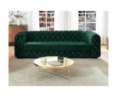 Divano 3 posti Chesterfield STANLEY - Velluto Verde abete