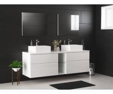 Set per bagno MAGDALENA sospeso con doppio lavabo e specchi - bianco