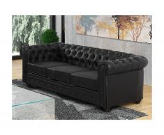 Divano CHESTERFIELD 3 posti in similpelle Nero