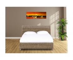 Letto matrimoniale alla francese 140 x 190 cm in Giunco intrecciato e mango - SAVANA II