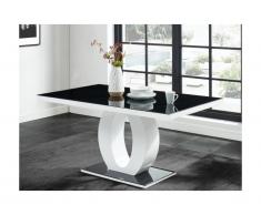 Tavolo da pranzo 6 posti in MDF laccato e in vetro temperato Nero e Bianco - TWIST