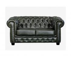 Divano Chesterfield a 2 posti BRENTON 100% cuoio di bufalo - Verde impero