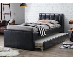 Letto a scomparsa ANDREA - 2x90x190 cm - Similpelle nero