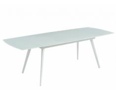 Tavolo da pranzo allungabile da 6 a 8 coperti Vetro temperato e Metallo Bianco - AJIM