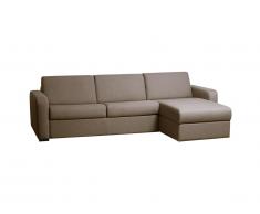 Divano letto angolare a ribalta e reversibile in tessuto Beige - FLAVIEN
