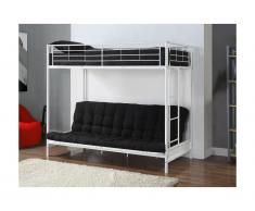 Set MODULO IV - Letto a soppalco 90 x 190 cm bianco e futon 135 x 190 cm nero - MODULO
