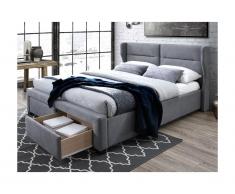 Letto matrimoniale con testiera capitonné 160 x 200 cm in Tessuto Grigio - MASSIMO
