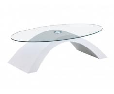 Tavolino LEXIE - Vetro temperato e MDF laccato bianco