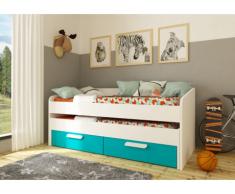 Letto a scomparsa ANSELME - 2 cassetti - 90x190 cm - Blu