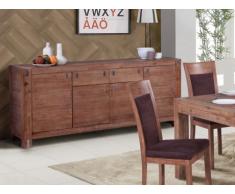 Credenza OAKLAND - 4 ante e 2 cassetti - Legno e metallo - Ciliegio selvatico