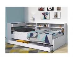 Letto singolo con cassetti e scaffali 90 x 190 cm Bianco - RENATO II