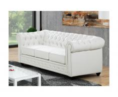 Divano CHESTERFIELD 3 posti in similpelle Bianco