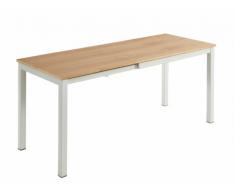 Tavolo da pranzo allungabile da 4 a 8 coperti MDF e Metallo Faggio e Bianco - AGURA