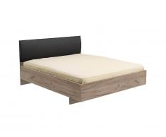 Letto con testiera 160 x 200 cm in Similpelle Rovere e Nero - FAVARA