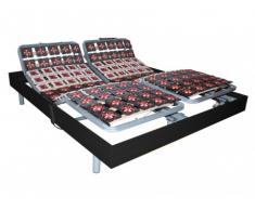 Rete relax doghe e 2x65 sospensioni deco in legno nero di DREAMEA - 2 x 80 x 200 cm - Motori OKIN