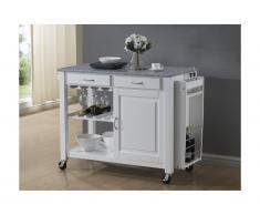 Carrello portavivande OWEN - 1 sportello e 2 cassetti - Hevea e granito