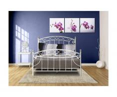 Letto matrimoniale alla francese 140 x 190 cm con rete in ferro stile romantico - MARGOT