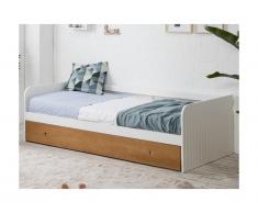 Letto divano con letto estraibile 2 x 90 x 190 cm in MDF Bianco e ciliegio - JULIETTE