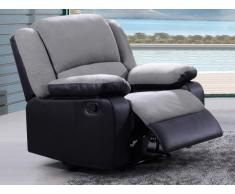 Poltrona relax in microfibra e similpelle BILSTON - Antracite e nero