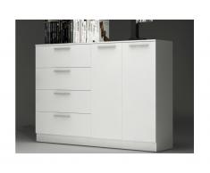 Comò con 4 cassetti e 1 scomparto Bianco - MATHIAS