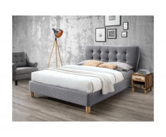 Letto matrimoniale alla francese con testiera capitonné 140 x 190 cm in Tessuto Grigio - ELIDE