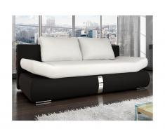 Divano letto con contenitore 2 posti in similpelle Bianco e nero - JADEN