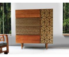 Credenza alta TANGARA - 2 ante & 3 cassetti - Teak massello
