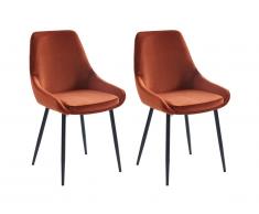 Sedia Velluto e Metallo Nero Terracotta - Lotto di 2 - MASURIE