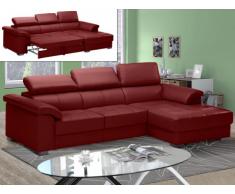 Divano letto angolare in pelle di lusso EXPERIENCIA - Rosso - Angolo a destra