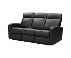 Divano 3 posti relax elettrico in Pelle Nera e fascia antracite - ABERDEEN