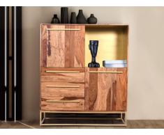 Credenza alta con 2 ante, 3 cassetti e 1 nicchia in Legno di Sheesham - OREGAN