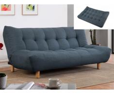 Divano letto clic-clac a 3 posti in tessuto VINCENT - Blu