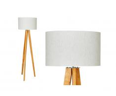 Lampada da terra 45 x 45 x 153 cm Legno e Lino Bianco - LORENS