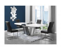 Tavolo da pranzo allungabile 6-8 posti in MDF laccato grigio e bianco - NOAMI