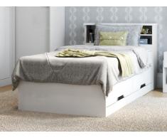 Letto singolo con cassetti e scomparti Bianco 90 x 190 cm - BORIS