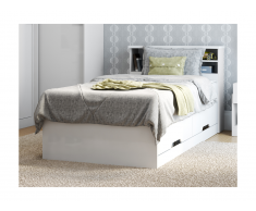 Letto singolo con cassetti e scomparti Bianco 90 x 190 cm - BORIS