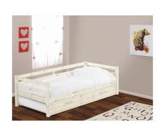 Letto singolo con letto estraibile 90 x 190 cm in Pino massello sbiancato - AEDAN