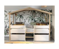 Letto a capanna con cassetti 90 x 190 cm Tiglio Bianco e Rovere - SAROSI