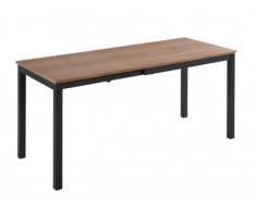 Tavolo da pranzo allungabile da 4 a 6 coperti MDF e Metallo Noce e nero - KANTARA