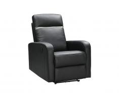 Poltrona relax elettrica in Pelle Nera e fascia antracite - ABERDEEN