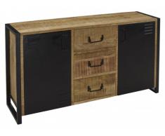 Credenza con 3 cassetti e 2 ante in Legno di mango e Metallo - NOTTINGHAM