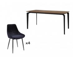 Set tavolo TAYRON + 4 sedie MASURIE - Nero e Noce