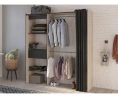 Armadio dressing estensibile KYLIAN - L 114/168 cm - Quercia e antracite