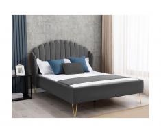 Letto con testata letto ondulata 160 x 200 cm Velluto Grigio - SAGALI