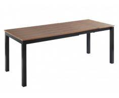 Tavolo da pranzo allungabile da 4 a 8 coperti MDF e Metallo Noce e Nero - AGURA